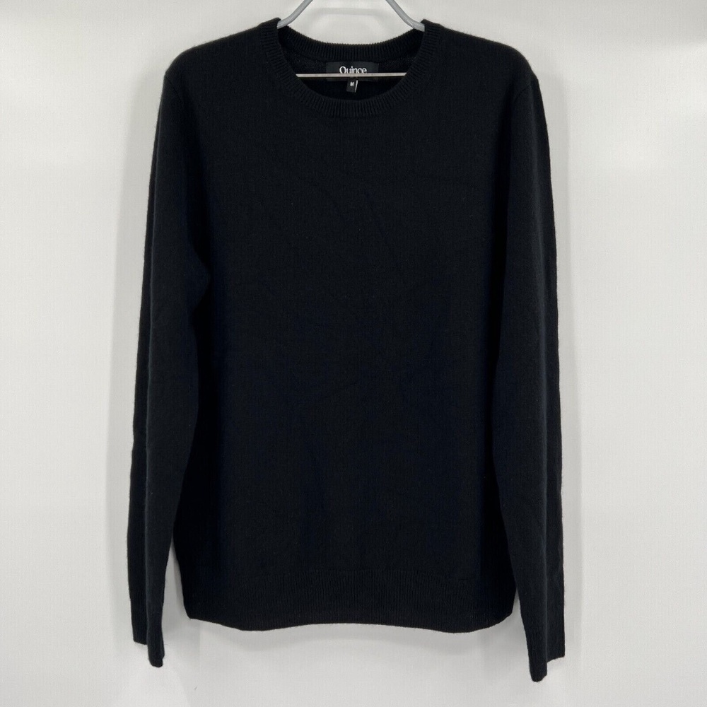 Quince Men’s Black Mongolian Cashmere Crew Neck Sweater sz M